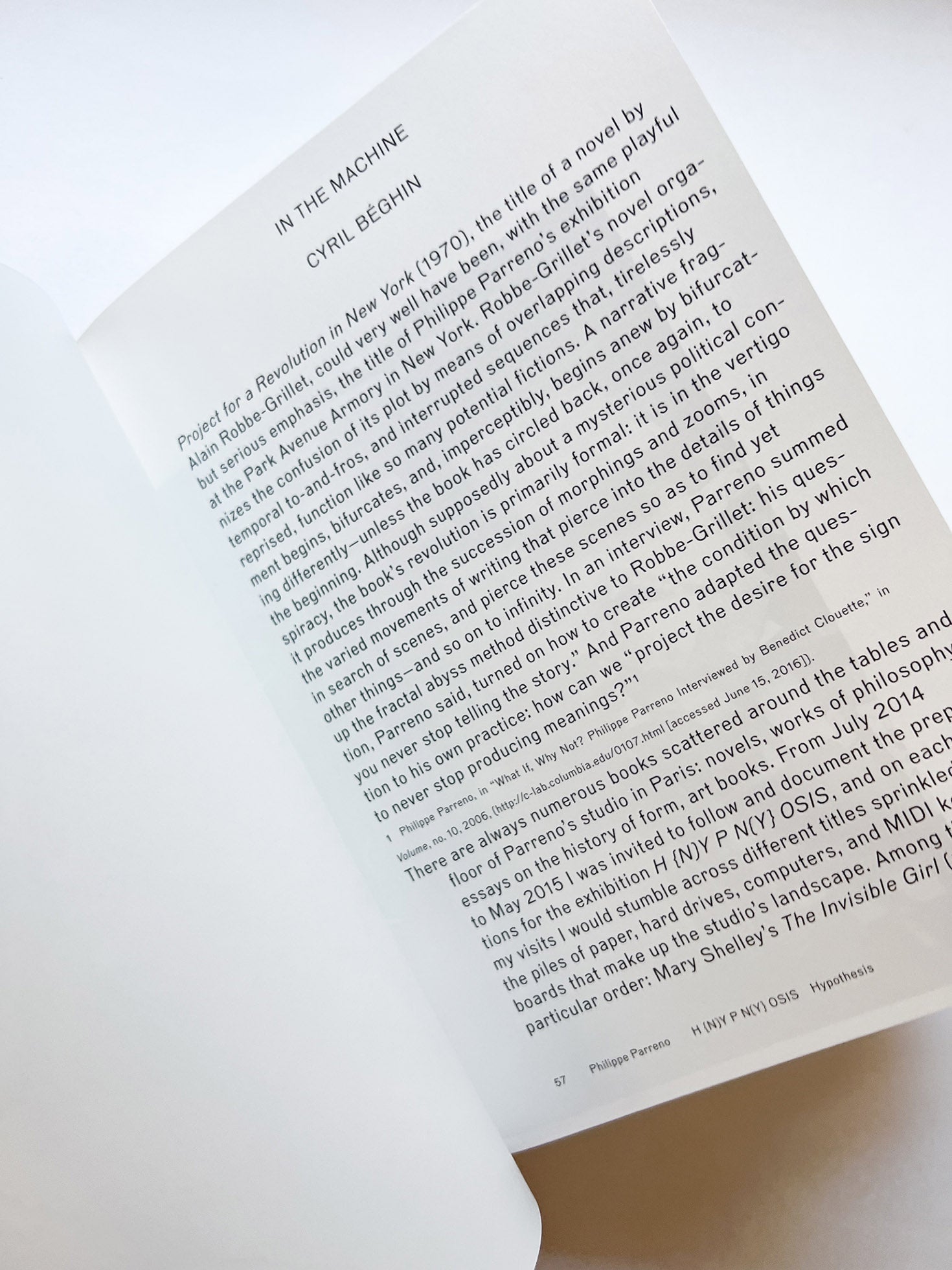 (H {N)Y P N(Y} OSIS  HYPOTHESIS / Philippe Parreno