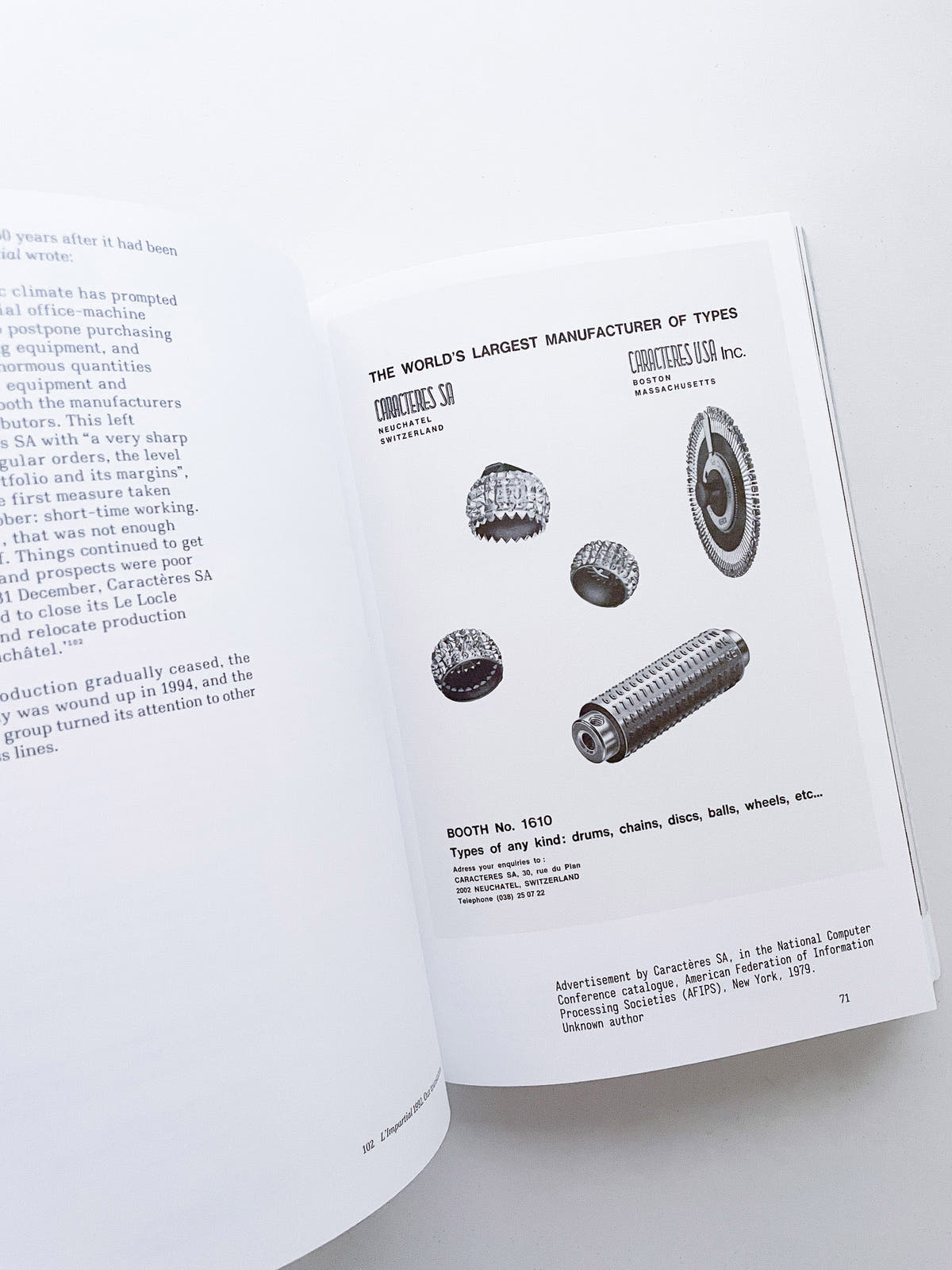 Impact Type Manufacturing Type for Typewriters in Switzerland, 1941–1997