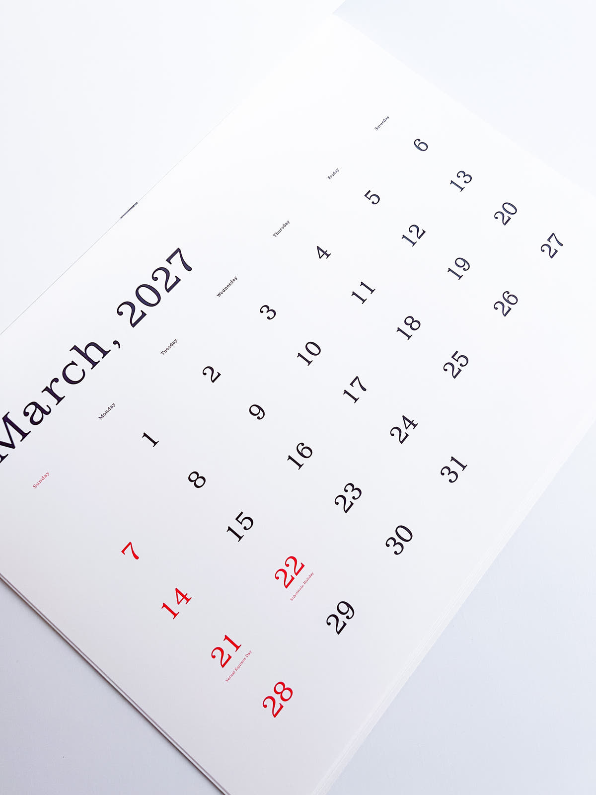 KASAI Kaoru Calendar 2027 （罫線なし / Unlined）