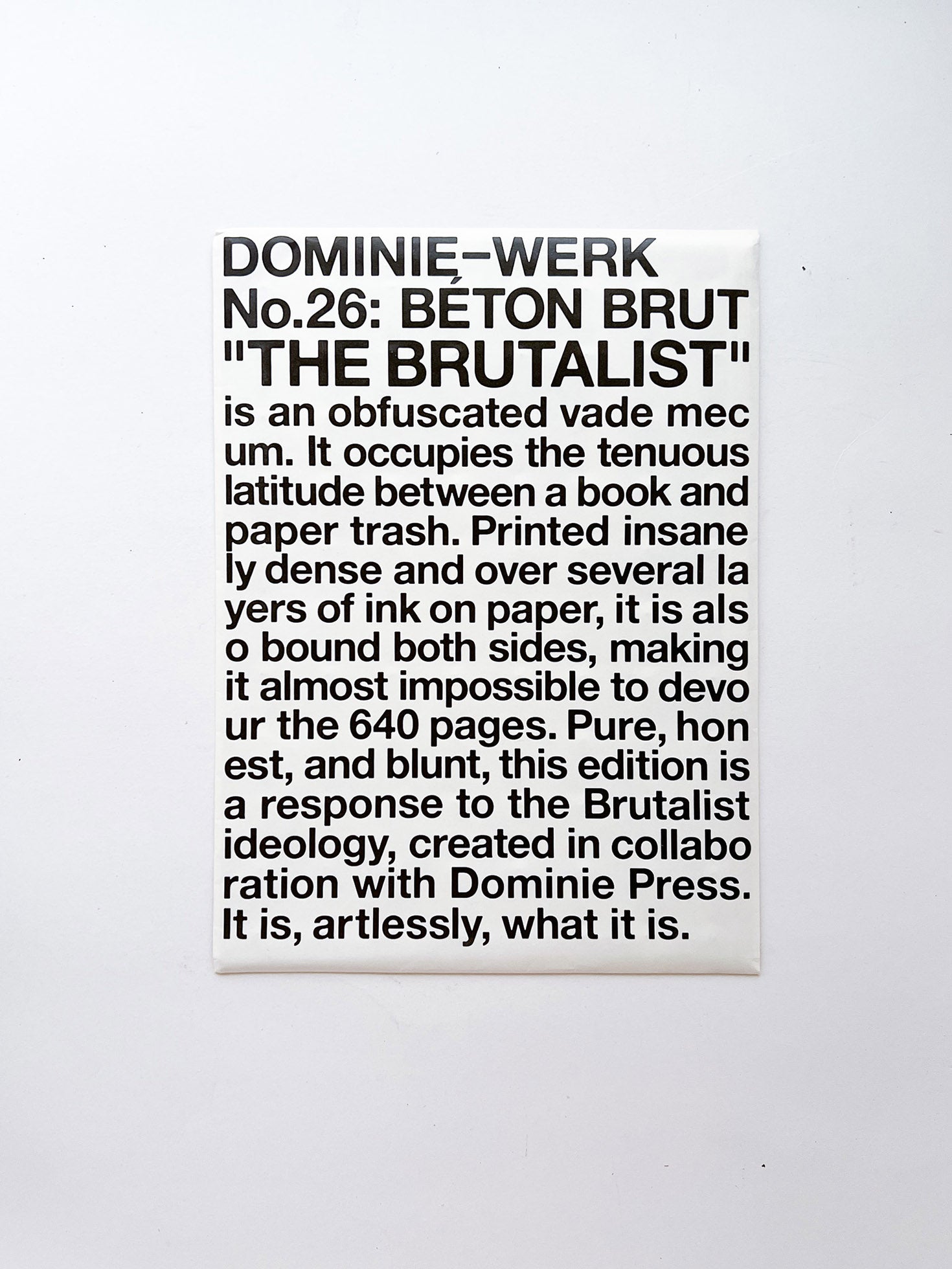 DOMINIE-WERK No.26: Béton Brut (2018)