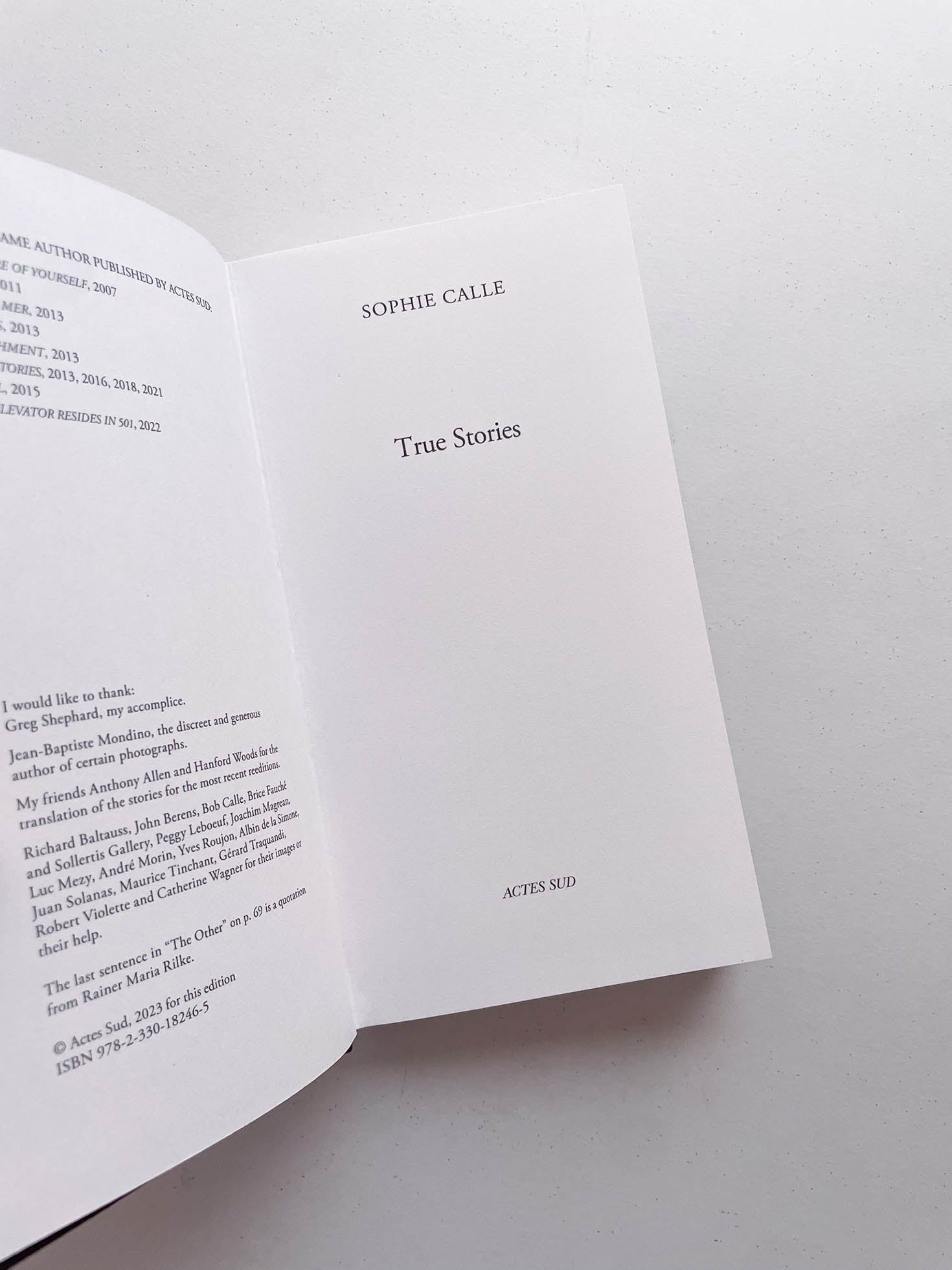 TRUE STORIES / Sophie Calle