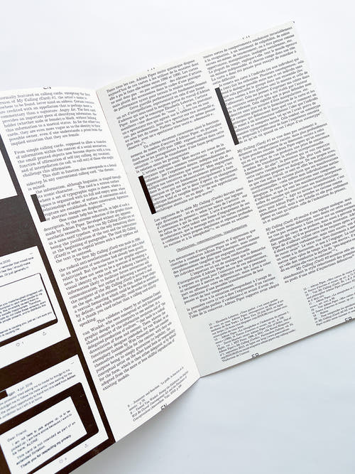 Revue Faire n°39 — A series of cards and performances: My Calling (Card) #1 #2 #3 by Adrian Piper
