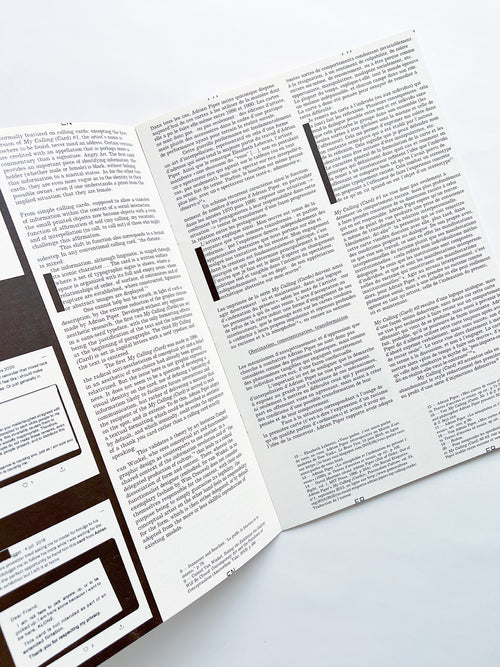 Revue Faire n°39 — A series of cards and performances: My Calling (Card) #1 #2 #3 by Adrian Piper