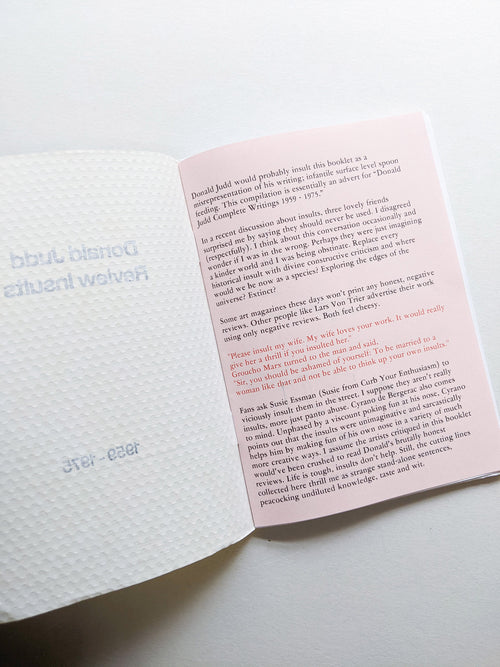 DONALD JUDD REVIEW INSULTS 1959-1975 / Michael Crowe