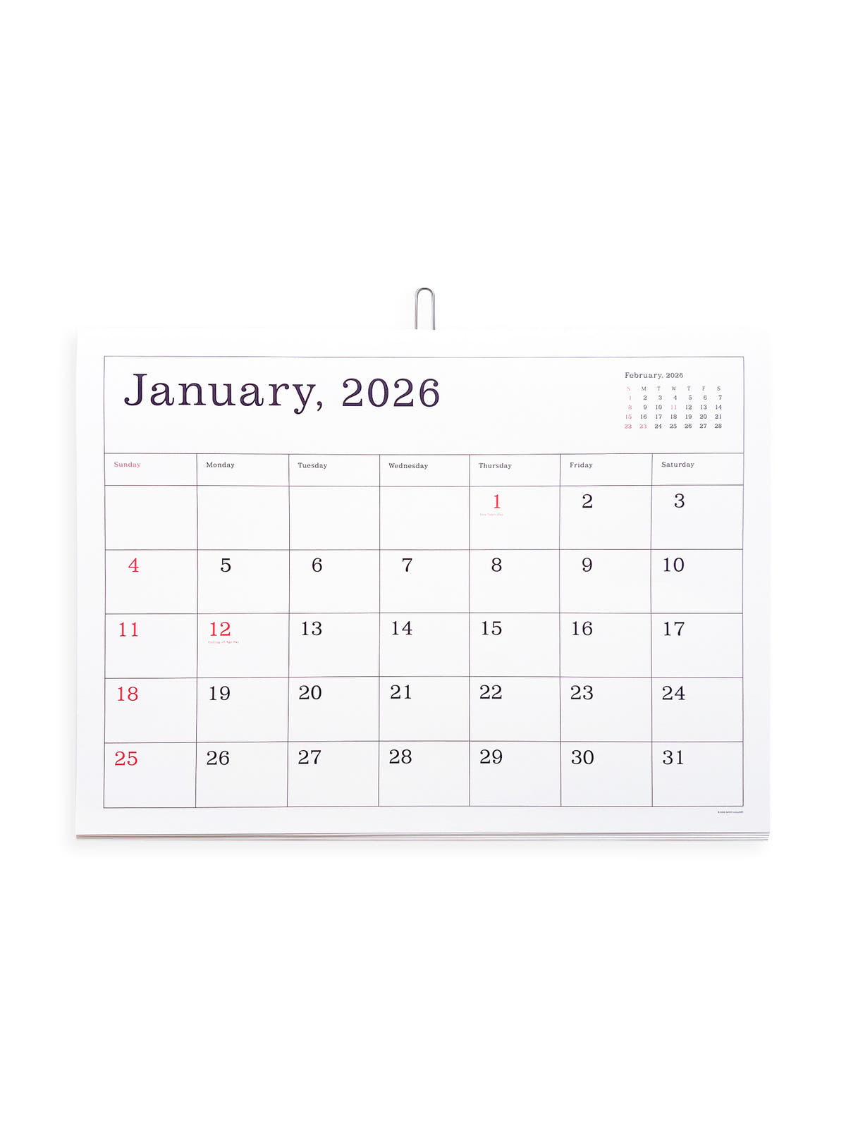 KASAI Kaoru Calendar 2026
