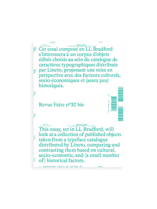 Revue Fairen n°30 bis — Types of types: the typographic specimen by Lineto.
