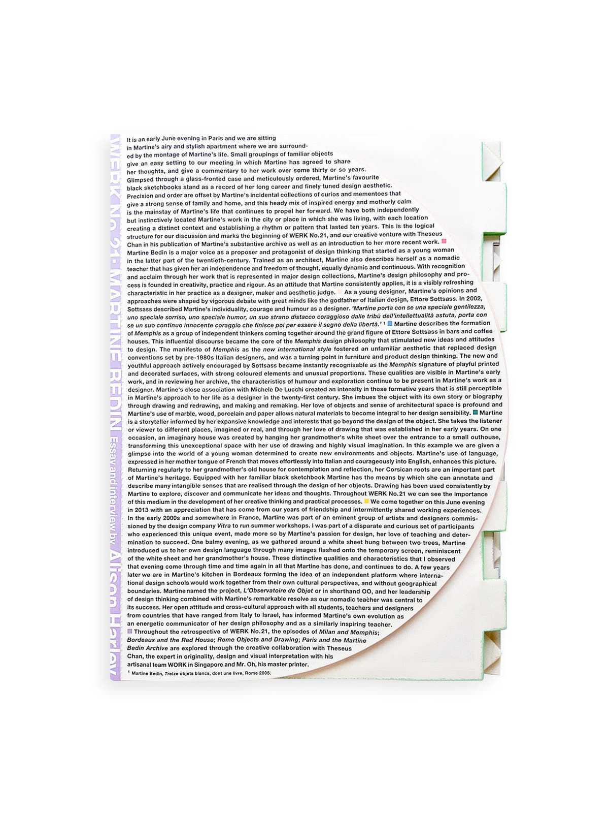 WERK No.21: Martine Bedin. Essay and interview by Alison Harley (2014)