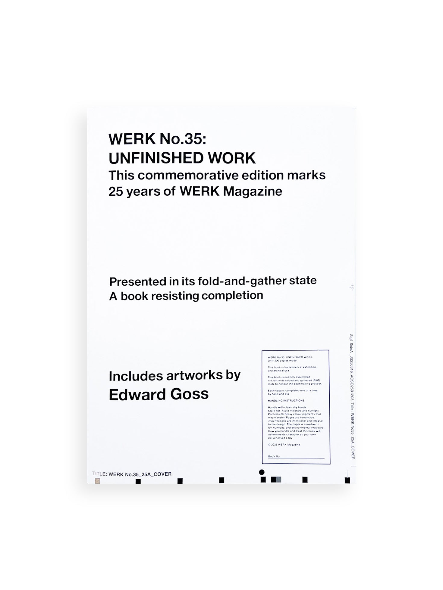WERK No.35: UNFINISHED WORK [SIGNED]